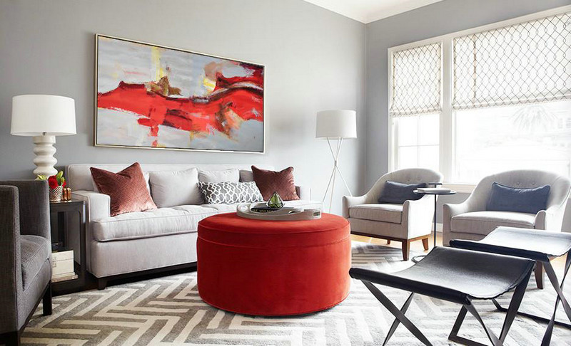Extra Large Acrylic Painting On Canvas,Horizontal Palette Knife Contemporary Art Panoramic Canvas Painting,Large Wall Canvas,Red,Grey,Yellow.etc